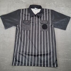Epic Soccer‎ Referee Shirt Adult AM Black White Striped Short Sleeve Jersey